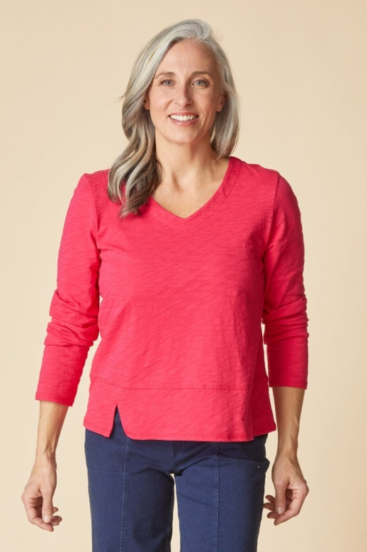 Habitat Cotton Pebble Seamed L/S Tee - 27555 - FUCHSIA