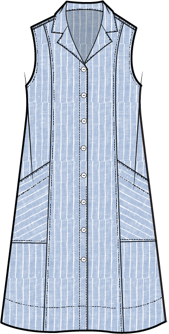 Habitat Linen Stripe Sleeveless Dress Shirt - 41680 - CASCADE (NOT BLACK)
