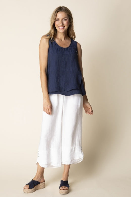 Habitat Soft Rayon Jacquard BTN Layer Tank - 30710 - NAVY