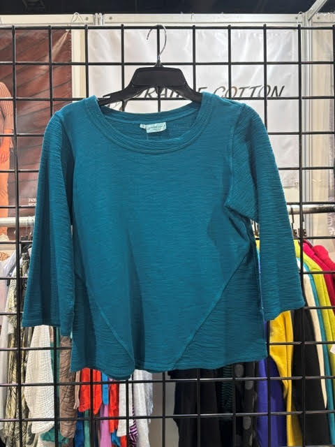 Prairie Cotton by CMC Slub French Terry 3/4 Sleeve Scoop Neck Tee - SB155