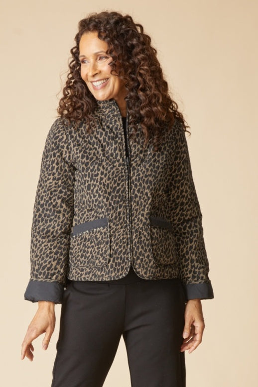 Habitat Reversible Print Quilt Puffer Coat - 36731 - BLACK
