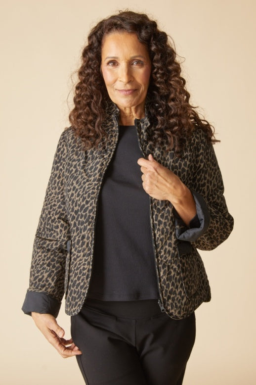 Habitat Reversible Print Quilt Puffer Coat - 36731 - BLACK