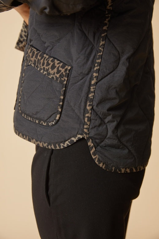 Habitat Reversible Print Quilt Puffer Coat - 36731 - BLACK
