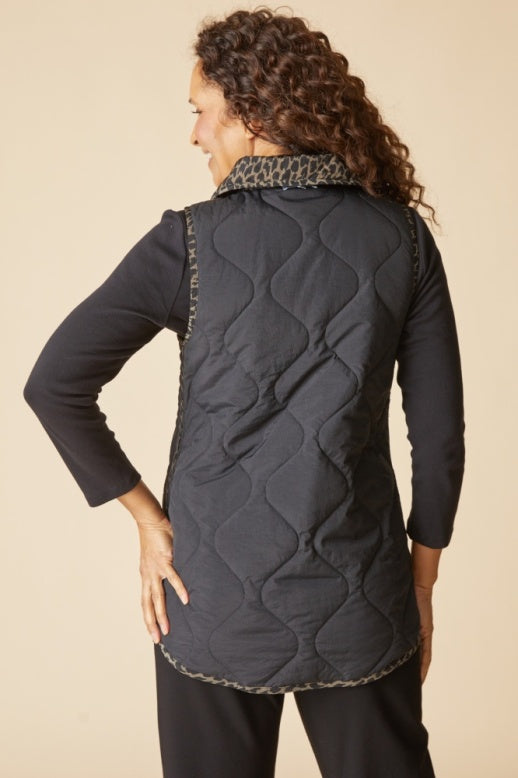 Habitat Reversible Print Quilt Puffer Vest - 36725 - BLACK