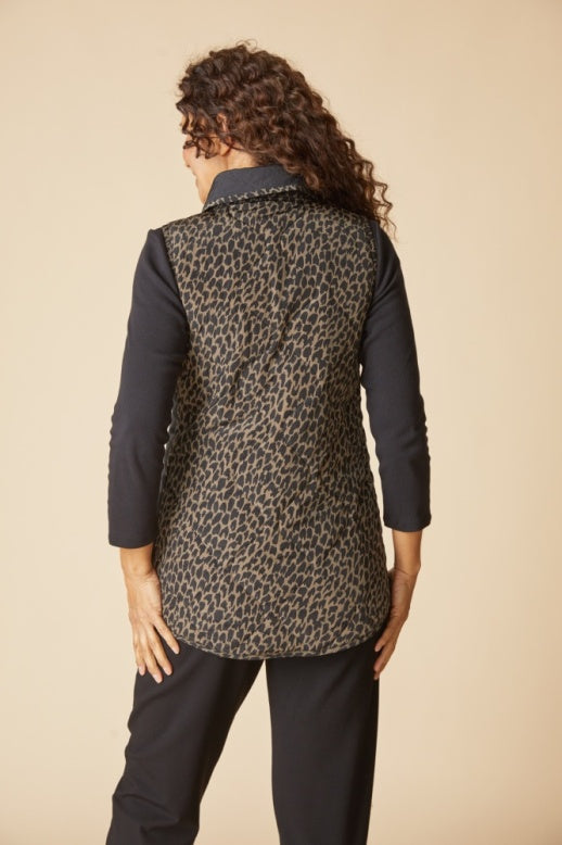 Habitat Reversible Print Quilt Puffer Vest - 36725 - BLACK