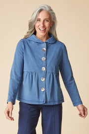 Habitat Stonewash Cotton Spandex Shirred Hoodie - 31525 - LIGHT DENIM
