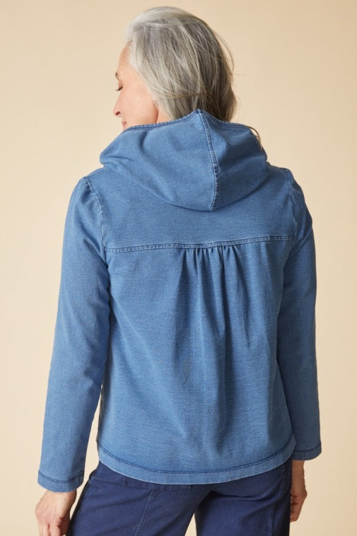 Habitat Stonewash Cotton Spandex Shirred Hoodie - 31525 - LIGHT DENIM