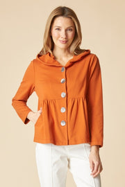 Habitat Stonewash Cotton Spandex Shirred Hoodie - 31525 - PAPRIKA