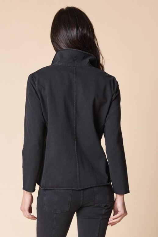 Habitat Stonewash Cotton Spandex Double Breasted Jacket - 31519 - BLACK
