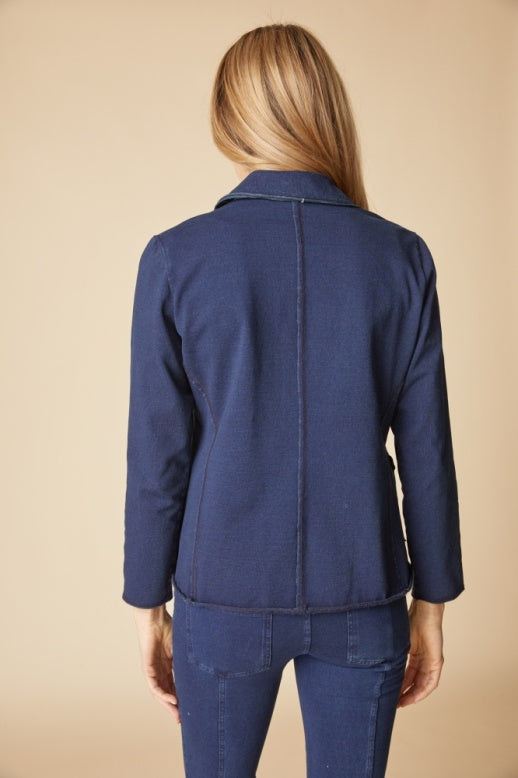 Habitat Stonewash Cotton Spandex Double Breasted Jacket - 31519 - DENIM