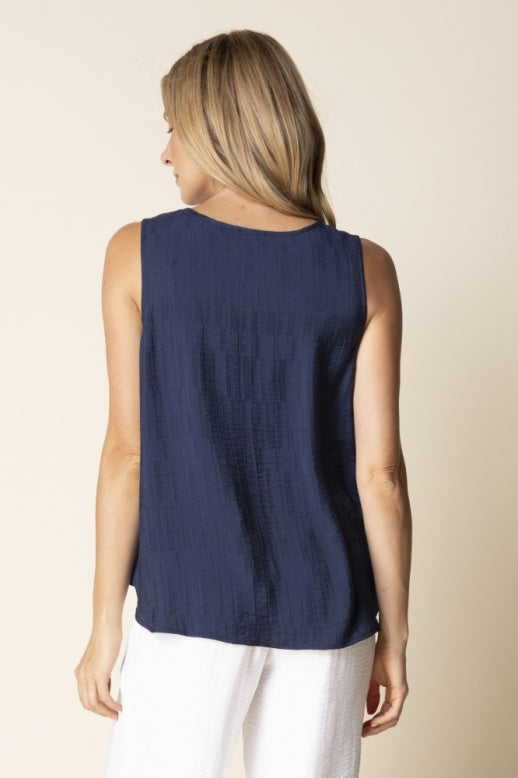 Habitat Soft Rayon Jacquard BTN Layer Tank - 30710 - NAVY