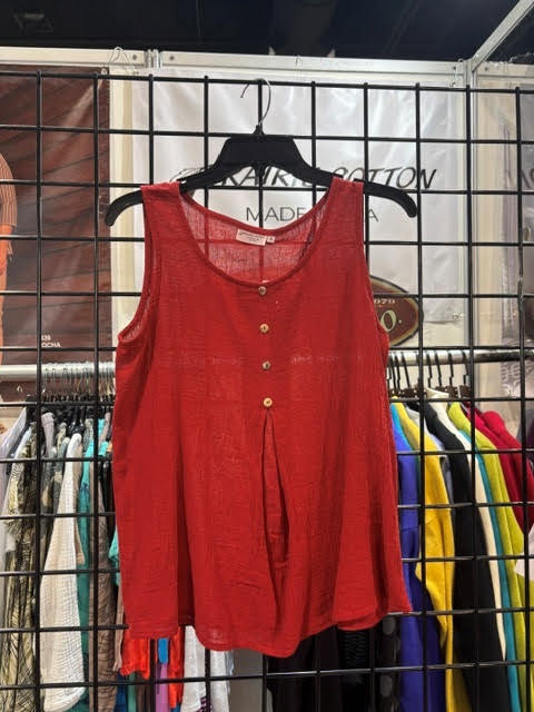 Prairie Cotton by CMC Crinkle Gauze Pleated Tank Top - CG051