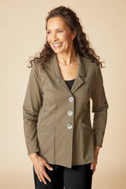Habitat Stonewash Cotton Spandex Seamed Blazer - 31529 - UMBER
