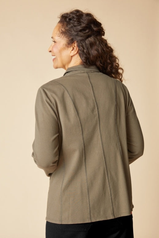 Habitat Stonewash Cotton Spandex Seamed Blazer - 31529 - UMBER