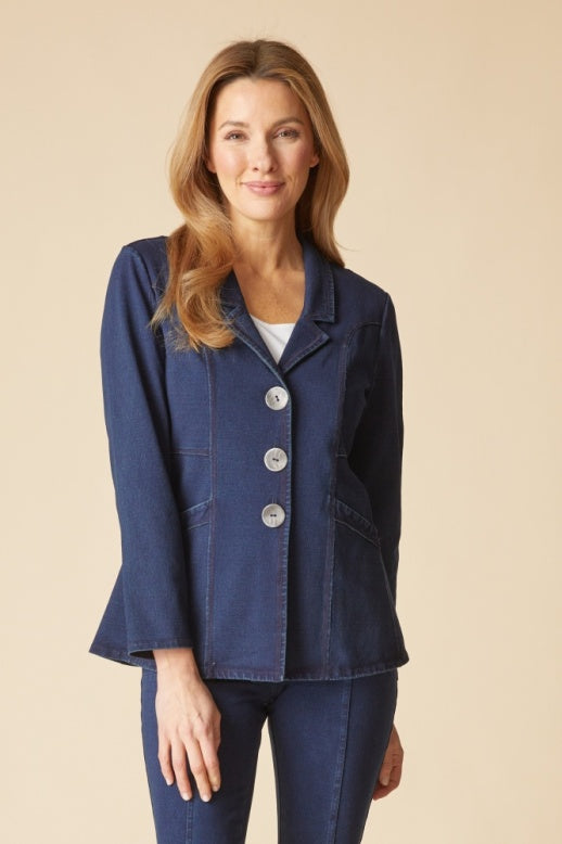 Habitat Stonewash Cotton Spandex Seamed Blazer - 31529 - DENIM