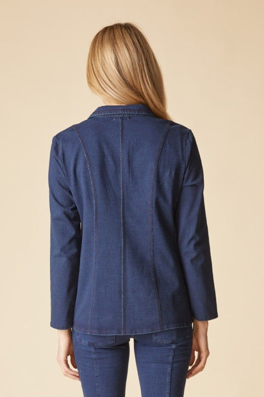 Habitat Stonewash Cotton Spandex Seamed Blazer - 31529 - DENIM