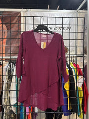 Prairie Cotton by CMC Crinkle Gauze 2 Tier Top w/ 3/4 Sleeves - CG604