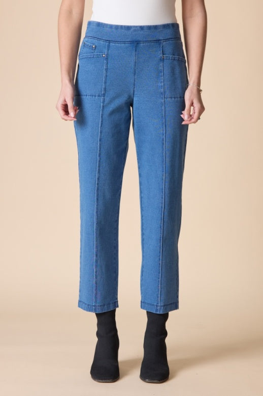 Habitat Stonewash Cotton Spandex Seamed Front Straight Leg - 31572 - LIGHT DENIM