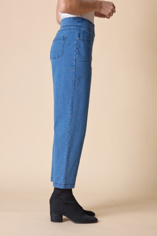 Habitat Stonewash Cotton Spandex Seamed Front Straight Leg - 31572 - LIGHT DENIM
