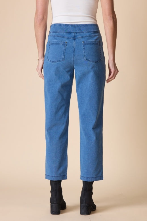 Habitat Stonewash Cotton Spandex Seamed Front Straight Leg - 31572 - LIGHT DENIM