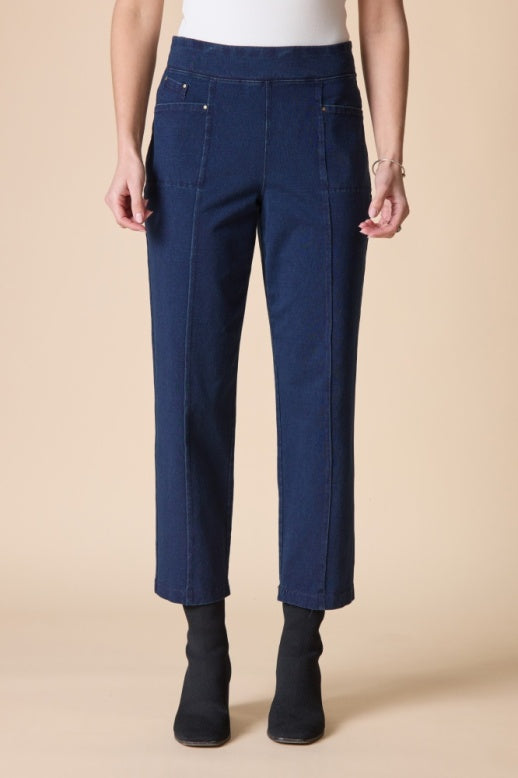 Habitat Stonewash Cotton Spandex Seamed Front Straight Leg - 31572 - DENIM