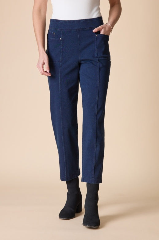 Habitat Stonewash Cotton Spandex Seamed Front Straight Leg - 31572 - DENIM