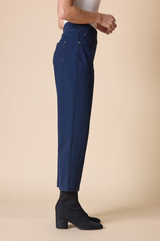 Habitat Stonewash Cotton Spandex Seamed Front Straight Leg - 31572 - DENIM