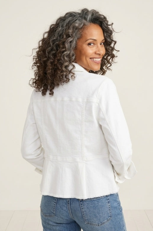 Habitat Stretch Denim Peplum Jacket - 11416 - MEDIUM DENIM (NOT WHITE)