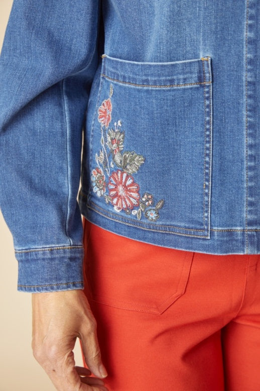 Habitat Stretch Denim Embroidered Jacket - 11411 - MEDIUM DENIM