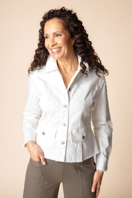 Habitat Stretch Denim Peplum Jacket - 11415 - WINTER WHITE