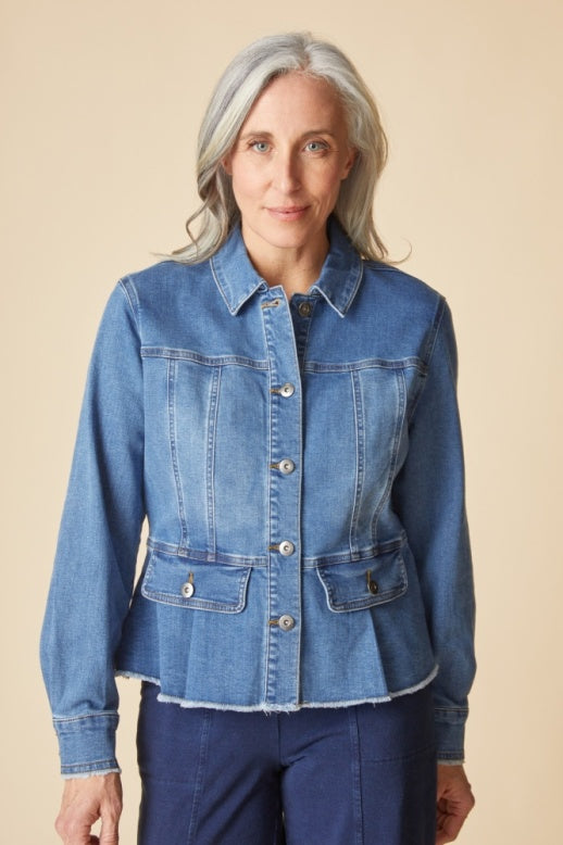 Habitat Stretch Denim Peplum Jacket - 11415 - MEDIUM DENIM