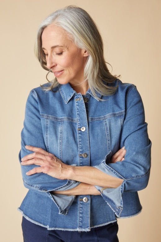 Habitat Stretch Denim Peplum Jacket - 11415 - MEDIUM DENIM