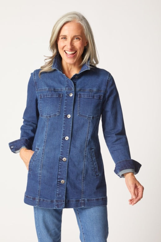 Habitat Stretch Denim Boyfriend Jacket - 11410 - DARK DENIM