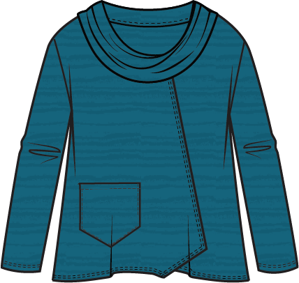 Habitat Ripple Effect Cowl Pullover - 16018 - PACIFIC (NOT SIENNA)