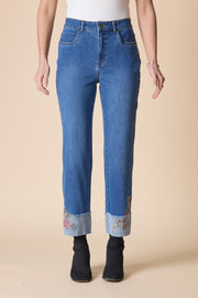 Habitat Stretch Denim Embroidered Cuff Jean - 11475 - MEDIUM DENIM