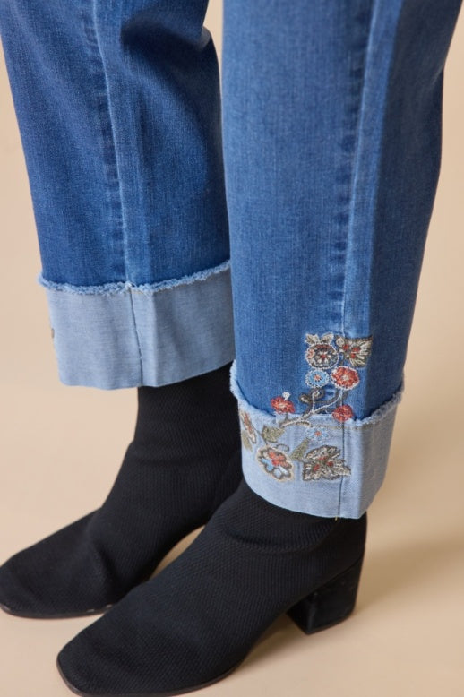 Habitat Stretch Denim Embroidered Cuff Jean - 11475 - MEDIUM DENIM