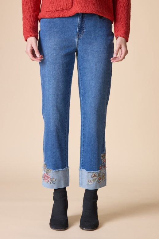Habitat Stretch Denim Embroidered Cuff Jean - 11475 - MEDIUM DENIM