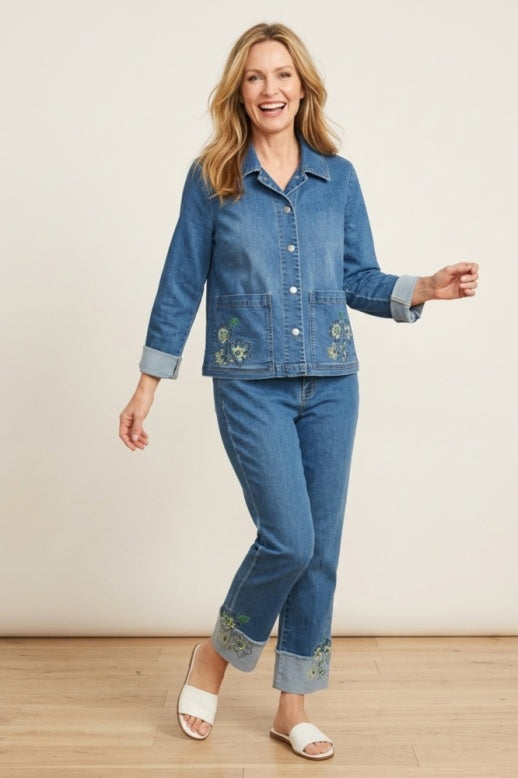 Habitat Stretch Denim Embroidered Jacket - 11511 - MEDIUM DENIM