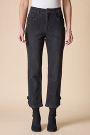 Habitat Stretch Denim Button Tab Hem Jean - 11476 - BLACK DENIM