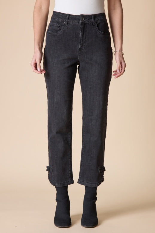 Habitat Stretch Denim Button Tab Hem Jean - 11476 - BLACK DENIM