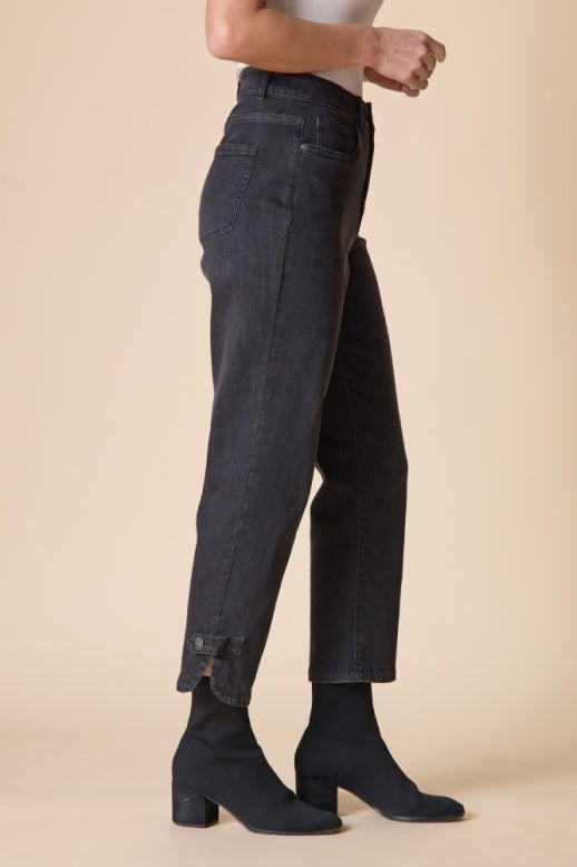 Habitat Stretch Denim Button Tab Hem Jean - 11476 - BLACK DENIM
