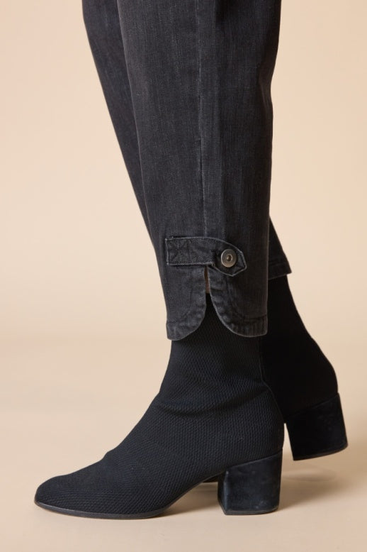 Habitat Stretch Denim Button Tab Hem Jean - 11476 - BLACK DENIM