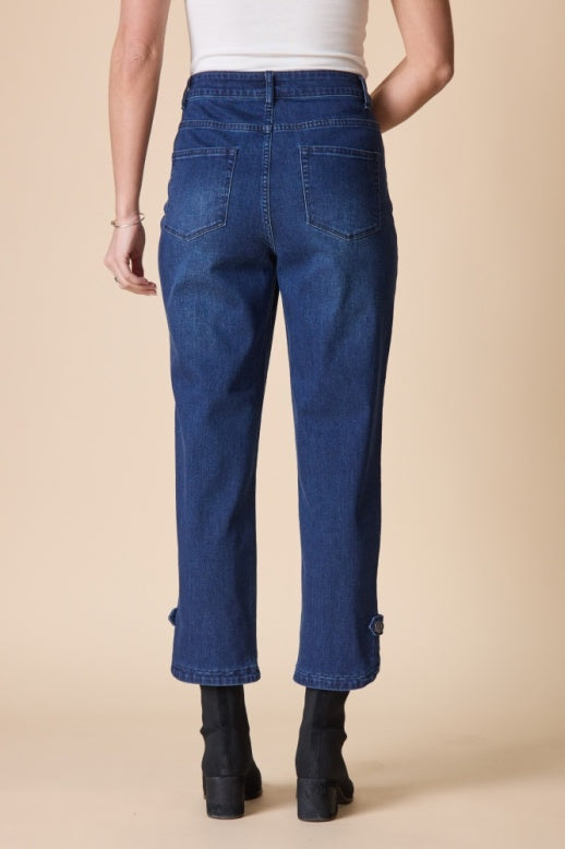 Habitat Stretch Denim Button Tab Hem Jean - 11476 - DARK DENIM