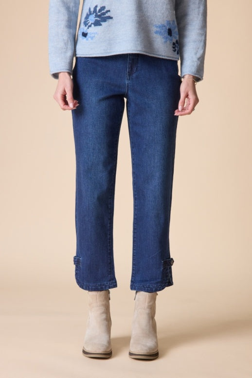 Habitat Stretch Denim Button Tab Hem Jean - 11476 - DARK DENIM