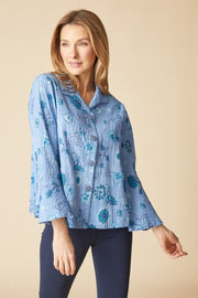 Habitat Crinkle Cotton Floral Flounce Jacket - 48045 - HARBOR