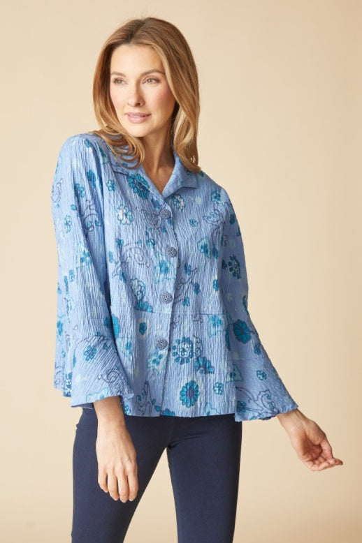 Habitat Crinkle Cotton Floral Flounce Jacket - 48045 - HARBOR