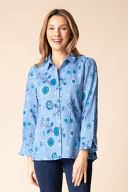 Habitat Crinkle Cotton Floral Shaped Shirt - 48023 - HARBOR