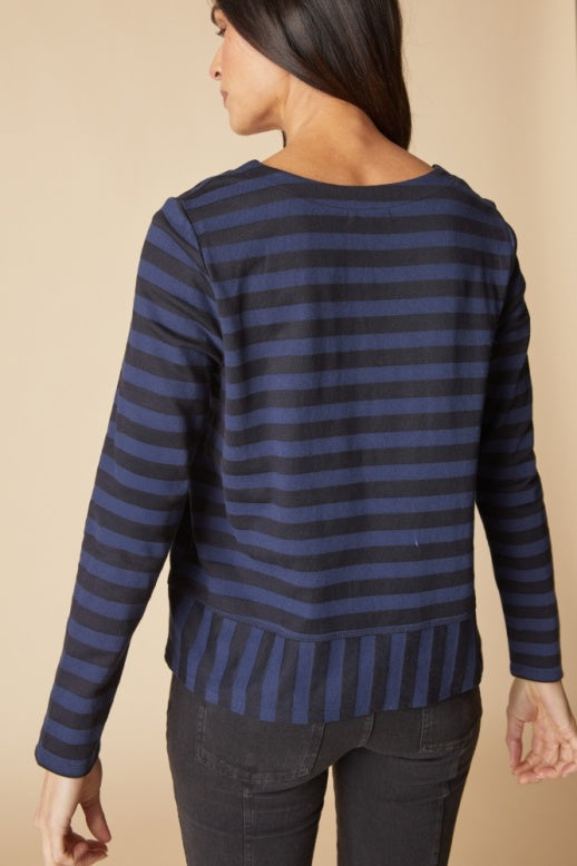 Habitat Shadow Stripe Seamed Tee - 30014 - NAVY