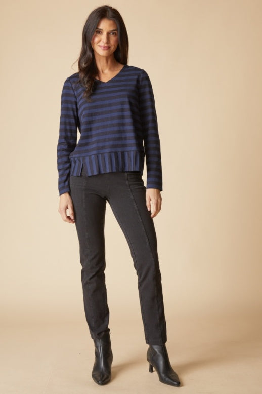 Habitat Shadow Stripe Seamed Tee - 30014 - NAVY