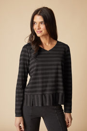 Habitat Shadow Stripe Seamed Tee - 30014 - BLACK